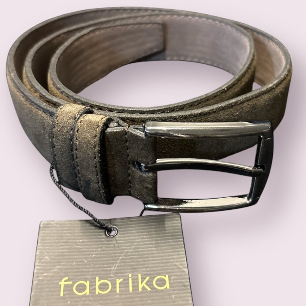 FABRIKA LEATHER BELT  (SUEDE) - COFFEE - HOLES ARE FROM 31-35 INCHES - NWT *read
